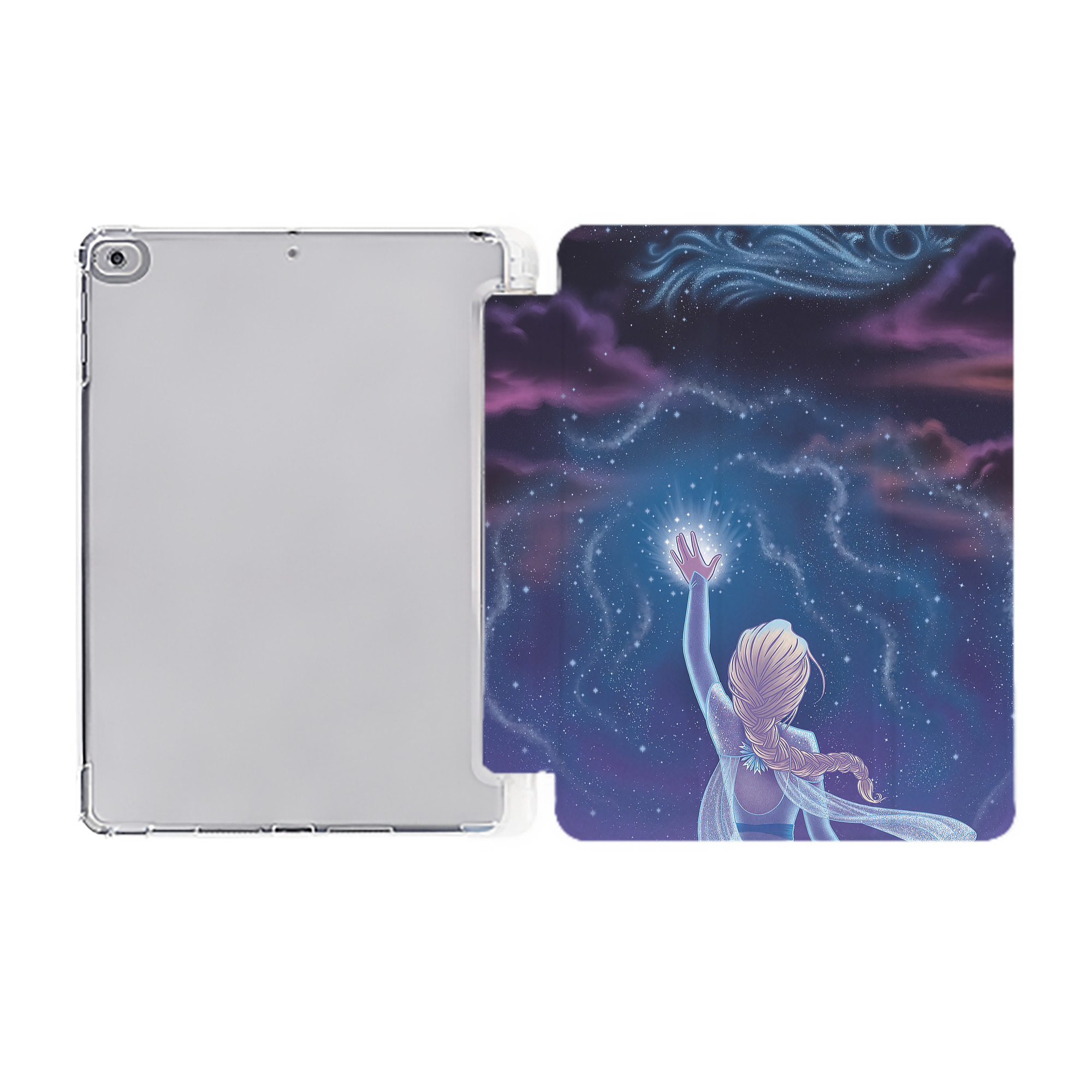 （画像用） アナと雪の女王 アンナ エルサ Frozen Anna Elsa IPad ケース ペン収納付き 三つ折りスタンド PUレザー×シリコン 対応機種9.5/10.5/10.9インチ